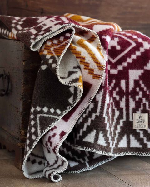 Wool bed blanket VYR TERRA – double – bronze