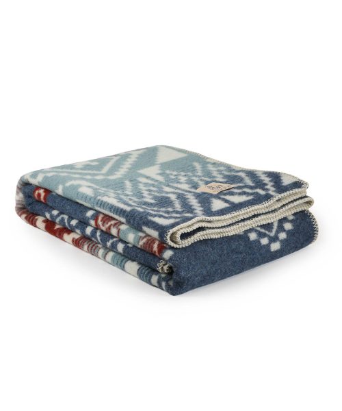 Wool bed blanket SYNE VYR – single – blue