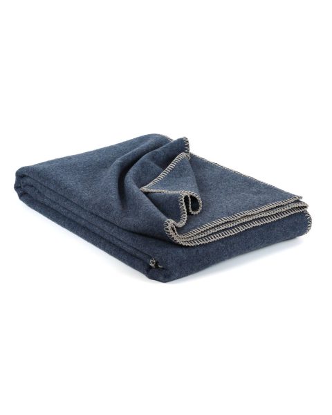 Soft Cashmere & Merino wool blanket LUMA SOFT single-d.blue