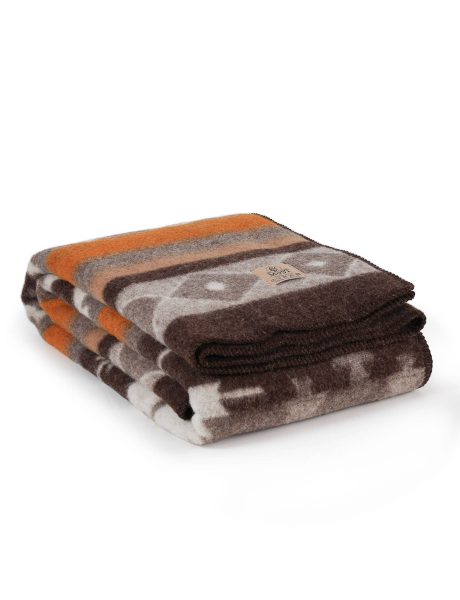Wool bed blanket TRIBE – single – bronze