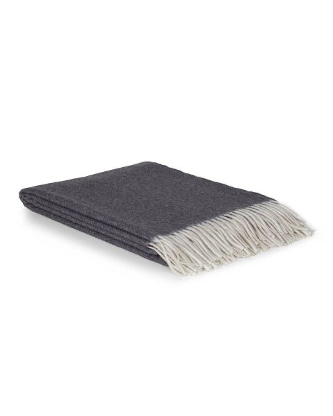 Luxury Cashmere & Merino wool throw blanket TIBET dark gray