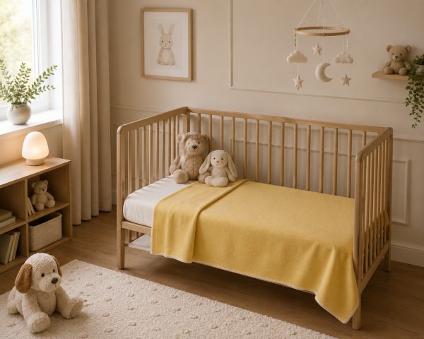 Wool crib blanket LEMON – 100 x 140 cm
