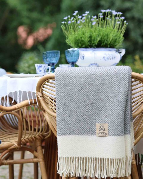 Wool throw blanket FLORENCE – gray
