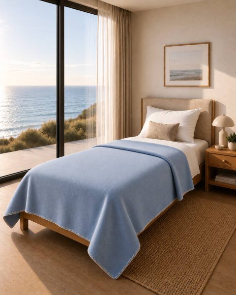 Soft Cashmere & Merino wool blanket LUMA SOFT single-l.blue