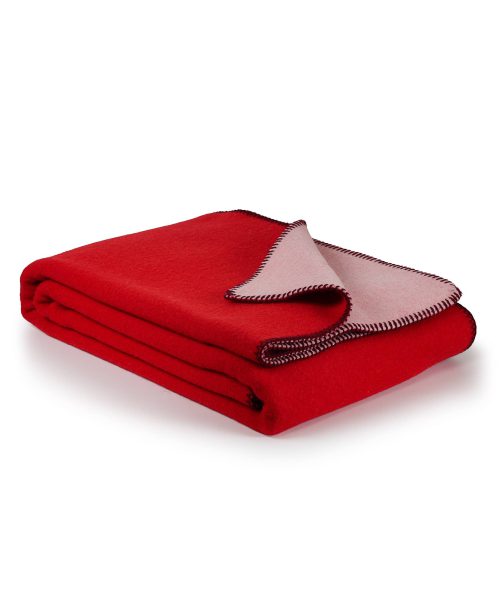 Merino wool bed blanket CHICCO – single – red & pink