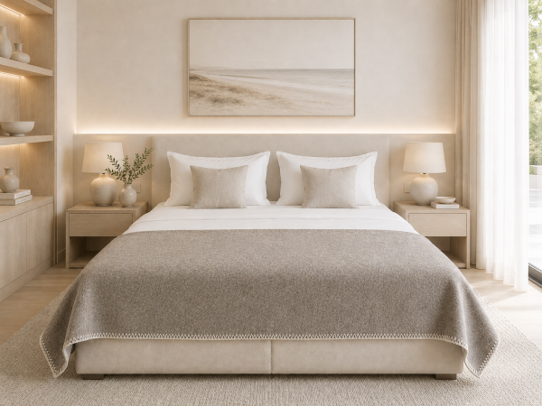Wool bed runner ECO FOSSIL – 130 x 250 cm