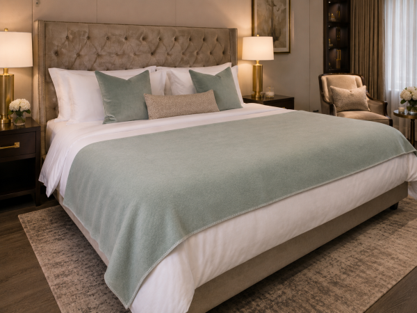 Wool bed runner COOL MINT – 130 x 250 cm