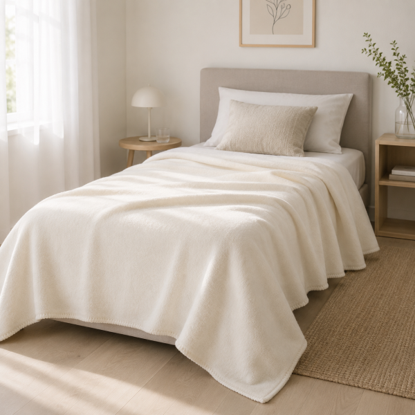 Wool bed blanket ICE BEAR – single