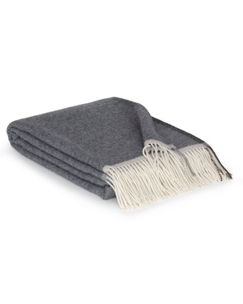 Soft Cashmere & Merino wool throw blanket MILANO Grigio Orlo